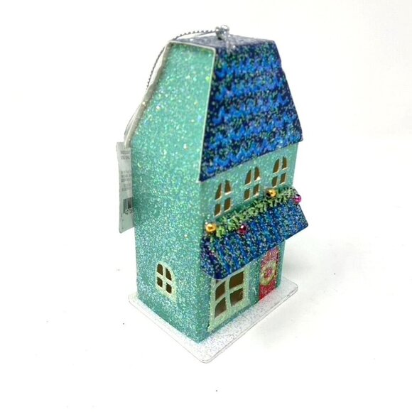Glittered Paper House Christmas Tree Ornament Green Wondershop™ 5" Height - Picture 4 of 10